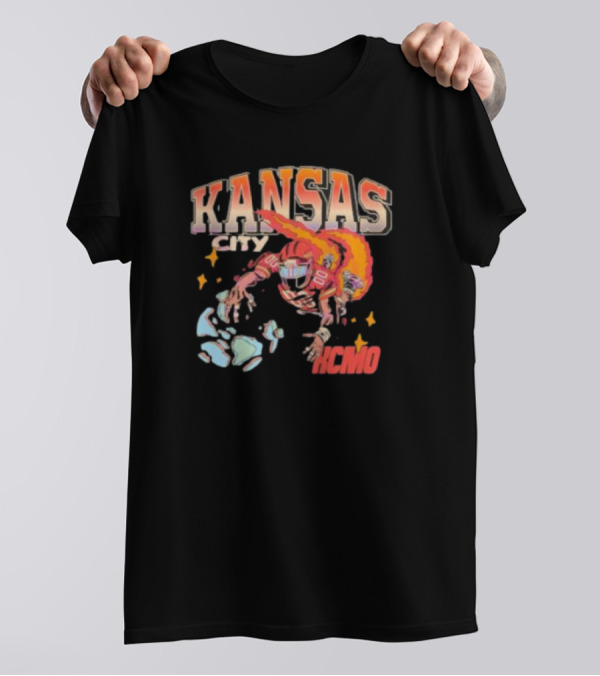 Kansas City Football Player KCMO Chiefs Mascot T-Shirt