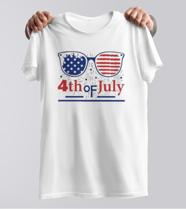 4th Of July America Glasses Flag Stars Stripes T-Shirt