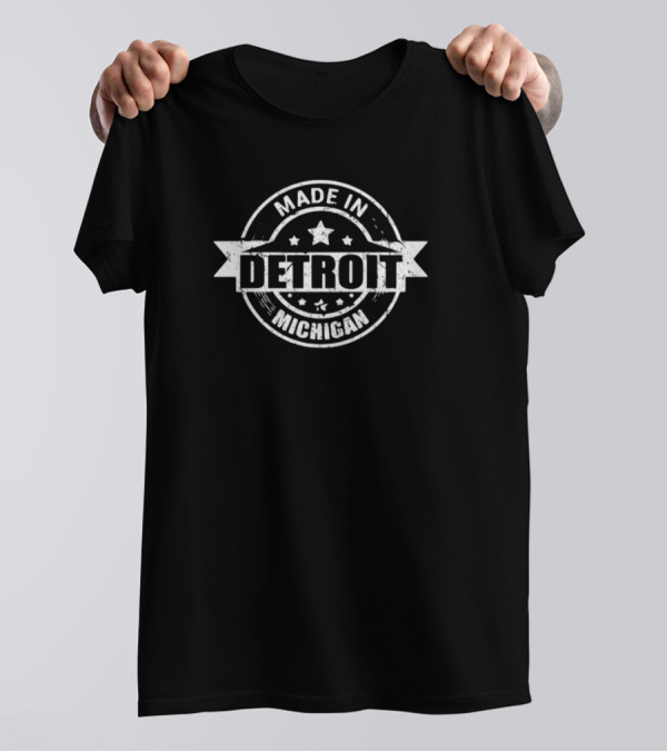 Made In Detroit Michigan Circle Stamp With Stars And Banner T-Shirt