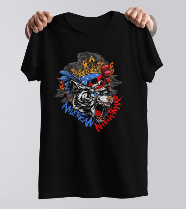 American Nightmare Skull With Crown And Wolf T-Shirt