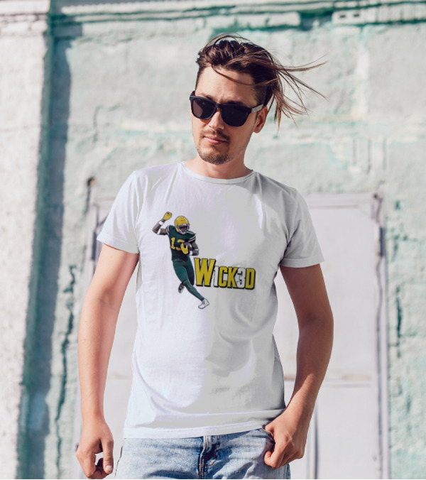 W1ck3d Football Player Yellow Helmet Green Jersey 13 T-Shirt
