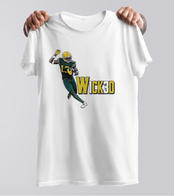 W1ck3d Football Player Yellow Helmet Green Jersey 13 T-Shirt