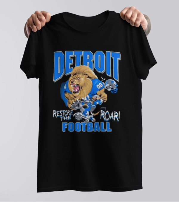 Detroit Restore The Roar Football Lion Player T-Shirt