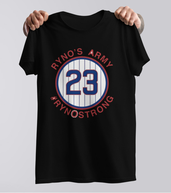 Ryno's Army 23 #RynoStrong Circle Logo White Pinstripes T-Shirt