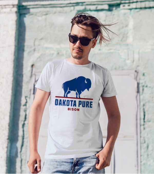 Shawn Baker Dakota Pure Bison Blue Icon Bison Red Line T-Shirt