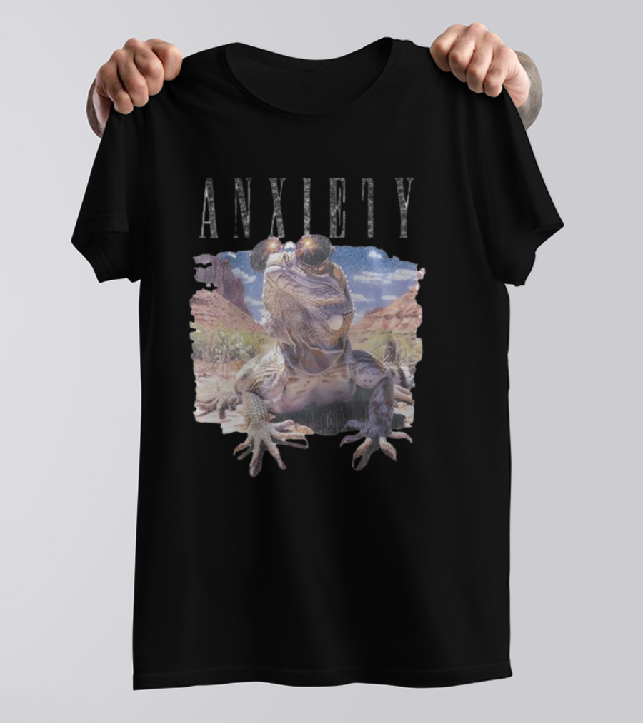 Waveygoods Anxiety Lizard Sunglasses Desert Landscape No Rules T-Shirt