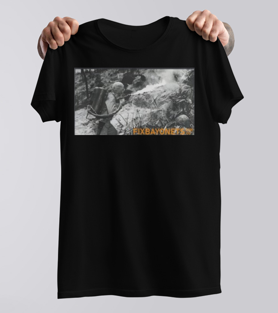 Fix Bayonets WWII Flamethrower Soldier Scene T-Shirt
