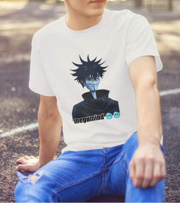 Spiky Haired Megumind Blue Emoji Face T-Shirt