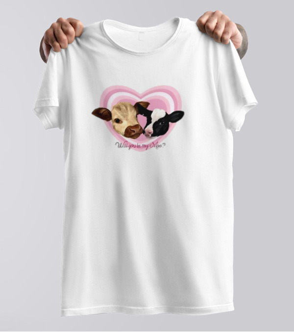 Cow Funny Will You Be My Moo Heart Cute Cow Image T-Shirt