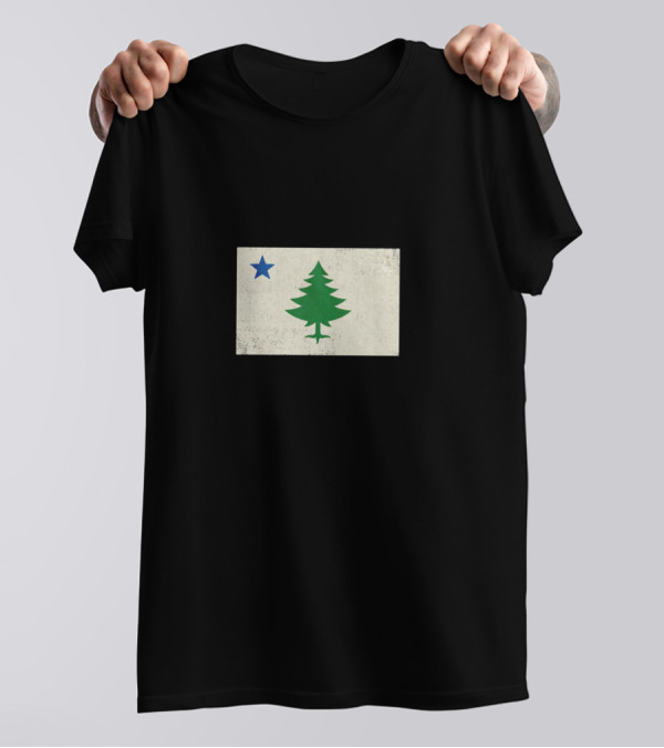 Maine Flag Vintage Pine Tree Star T-Shirt