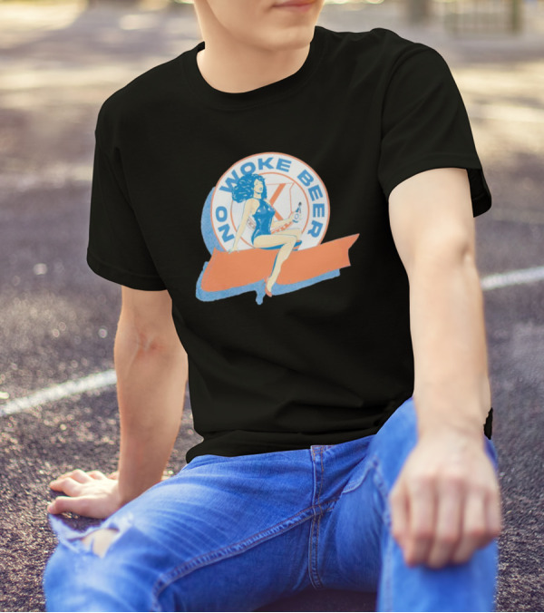 No Woke Beer Retro Pin-Up Style Beverage T-Shirt