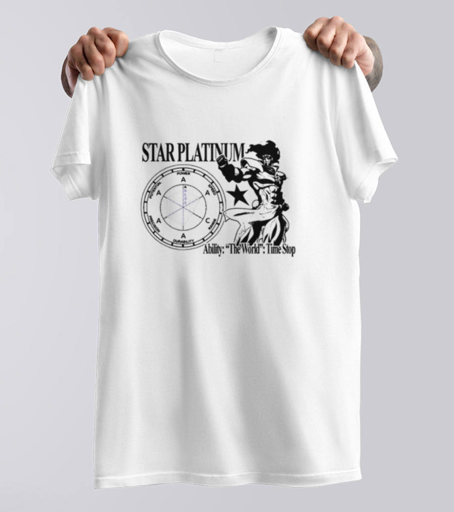 Star Platinum Ability The World Time Stop Diagram And Heroic Pose T-Shirt