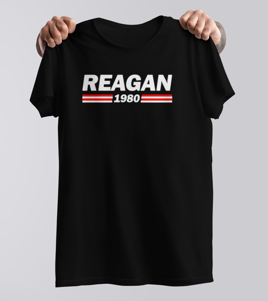 Reagan 1980 Campaign Vintage Style Retro Red White Stripes T-Shirt