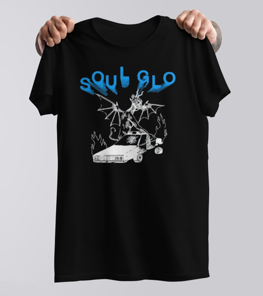 Soul Glo Dragon With Crashed Car And Flames T-Shirt
