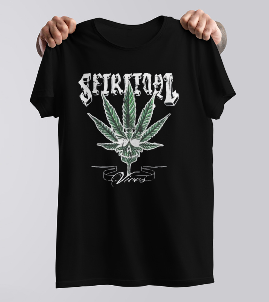 Spiritual Vices Marijuana Leaf And Skull T-Shirt