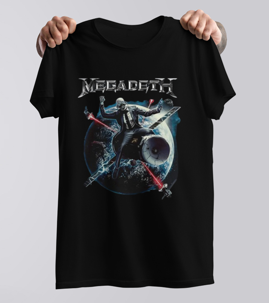 Megadeth Veeps Crush The World Tour Spaceship Skeleton Planet T-Shirt