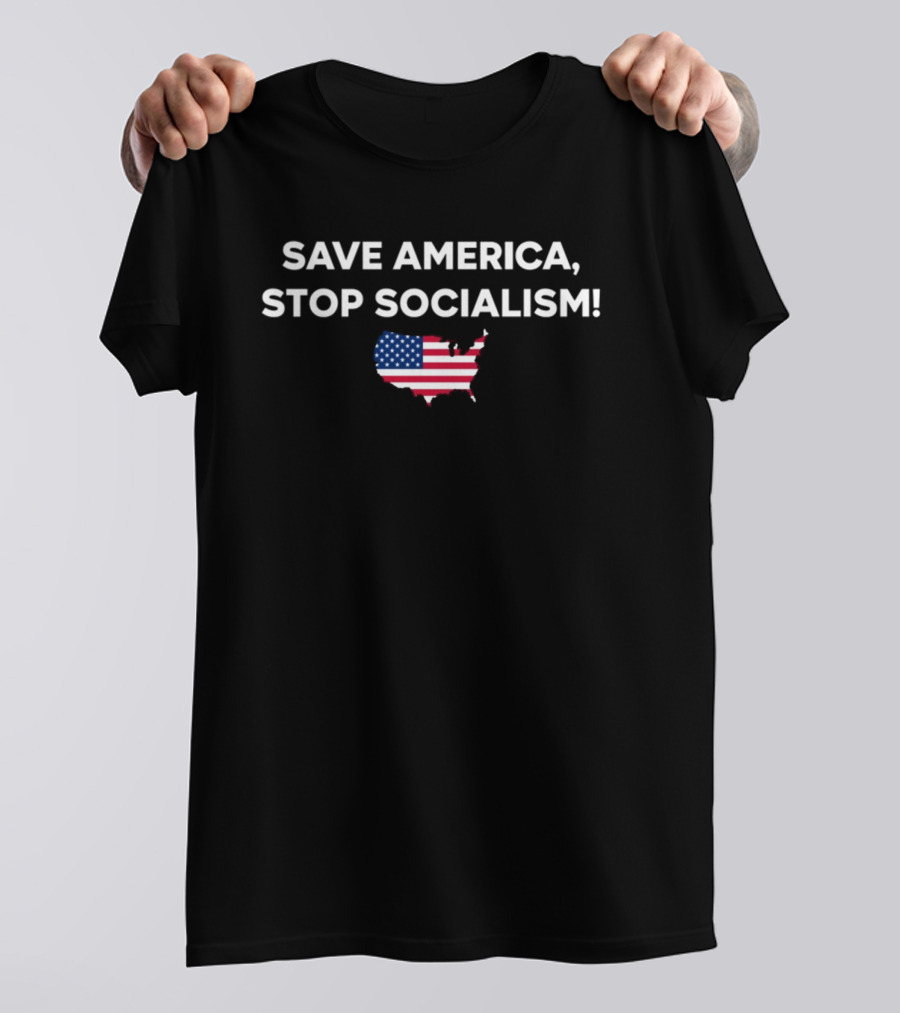 Marjorie Taylor Greene Save America Stop Socialism USA Flag Map T-Shirt