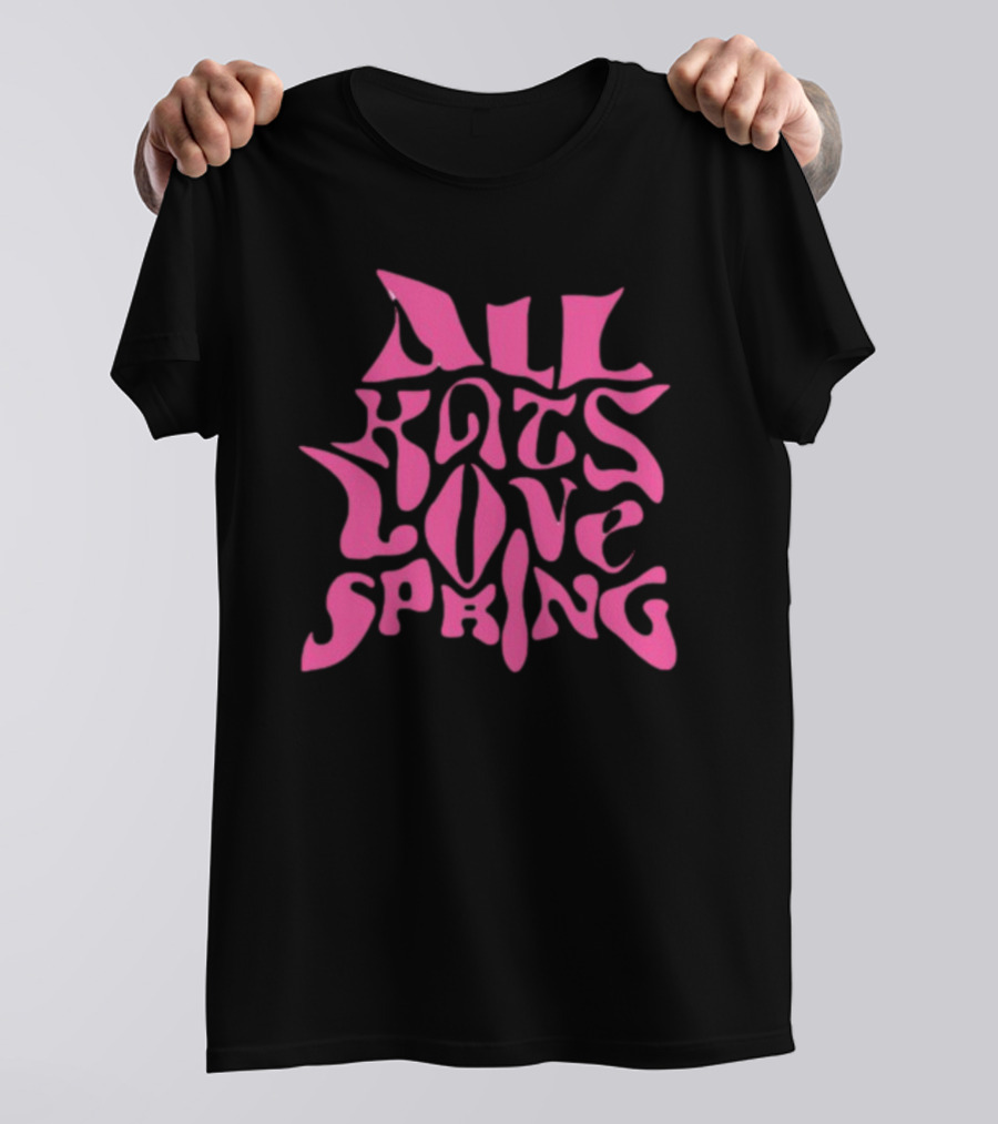 Madkat Mr. Kat All Kats Love Spring Groovy Pink Phrase T-Shirt