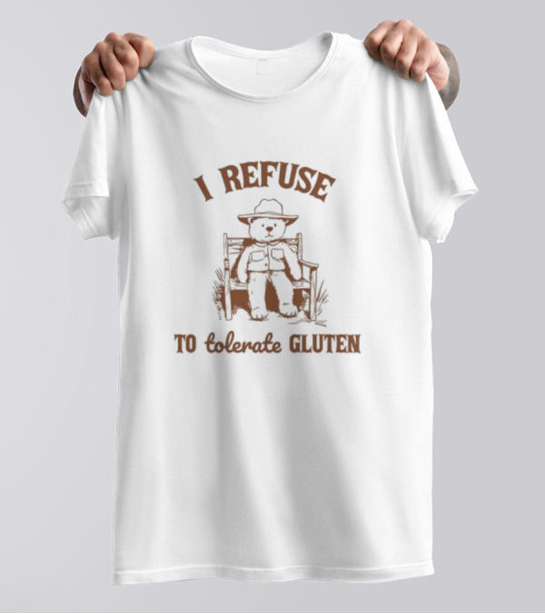 I Refuse To Tolerate Gluten Oldschoolcult Bear In Chair T-Shirt