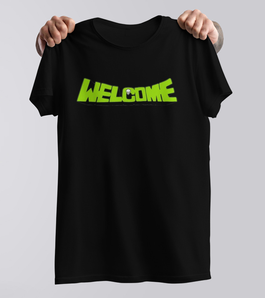 Kayzo Welcome Green Skull Text T-Shirt