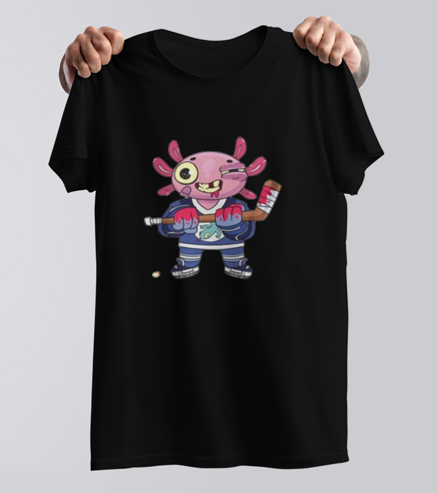 Axolotl Hockey Player With Stick And Puck T-Shirt