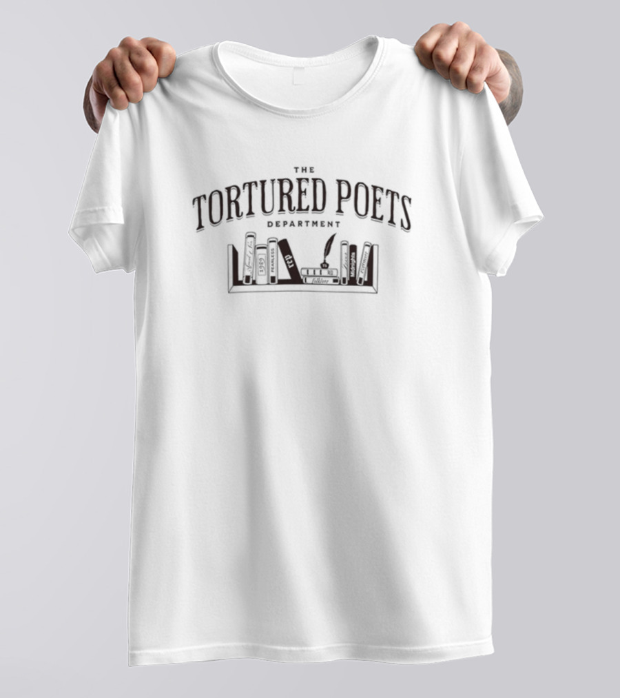 Atsevenstudio The Tortured Poets Department Books And Quill Motif T-Shirt
