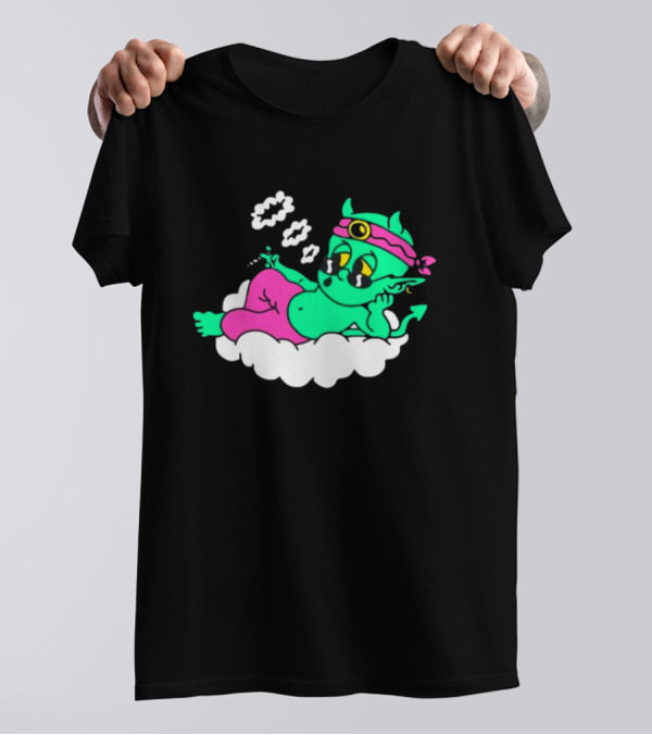Supermega Funny Brothers Devils Lettuce Smoking Cartoon Demon Cloud T-Shirt