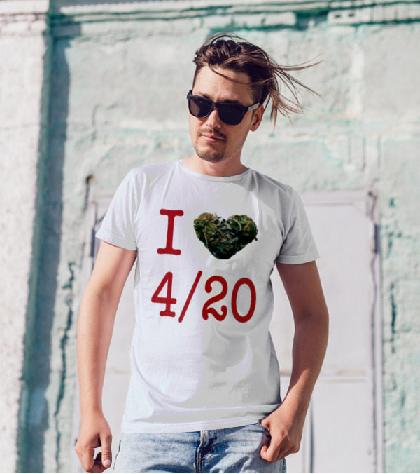 I Love 420 Day Heart Made Of Cannabis T-Shirt