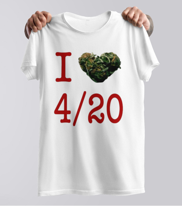 I Love 420 Day Heart Made Of Cannabis T-Shirt