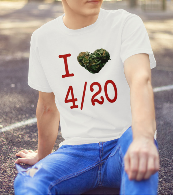 I Love 420 Day Heart Made Of Cannabis T-Shirt