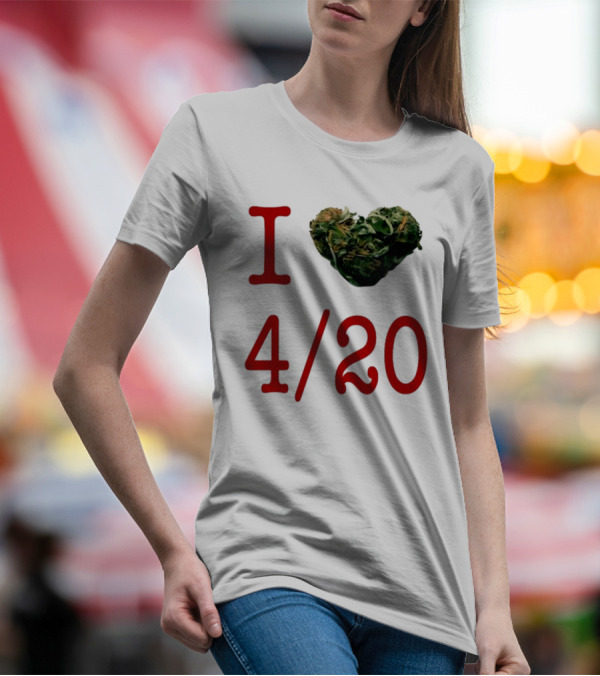 I Love 420 Day Heart Made Of Cannabis T-Shirt