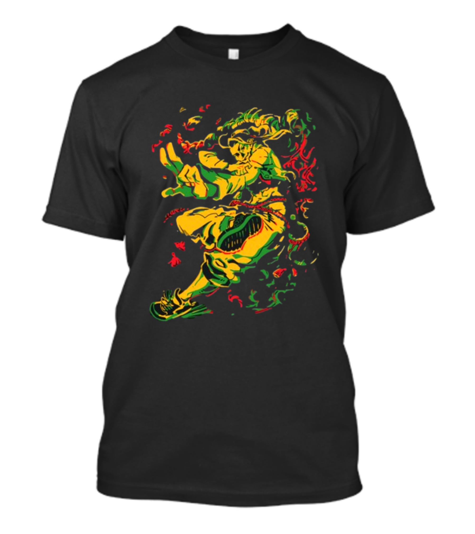 Theyetee Jamie Street Fighter Character Dynamic Pose With Colorful Energy Explosion T-Shirt