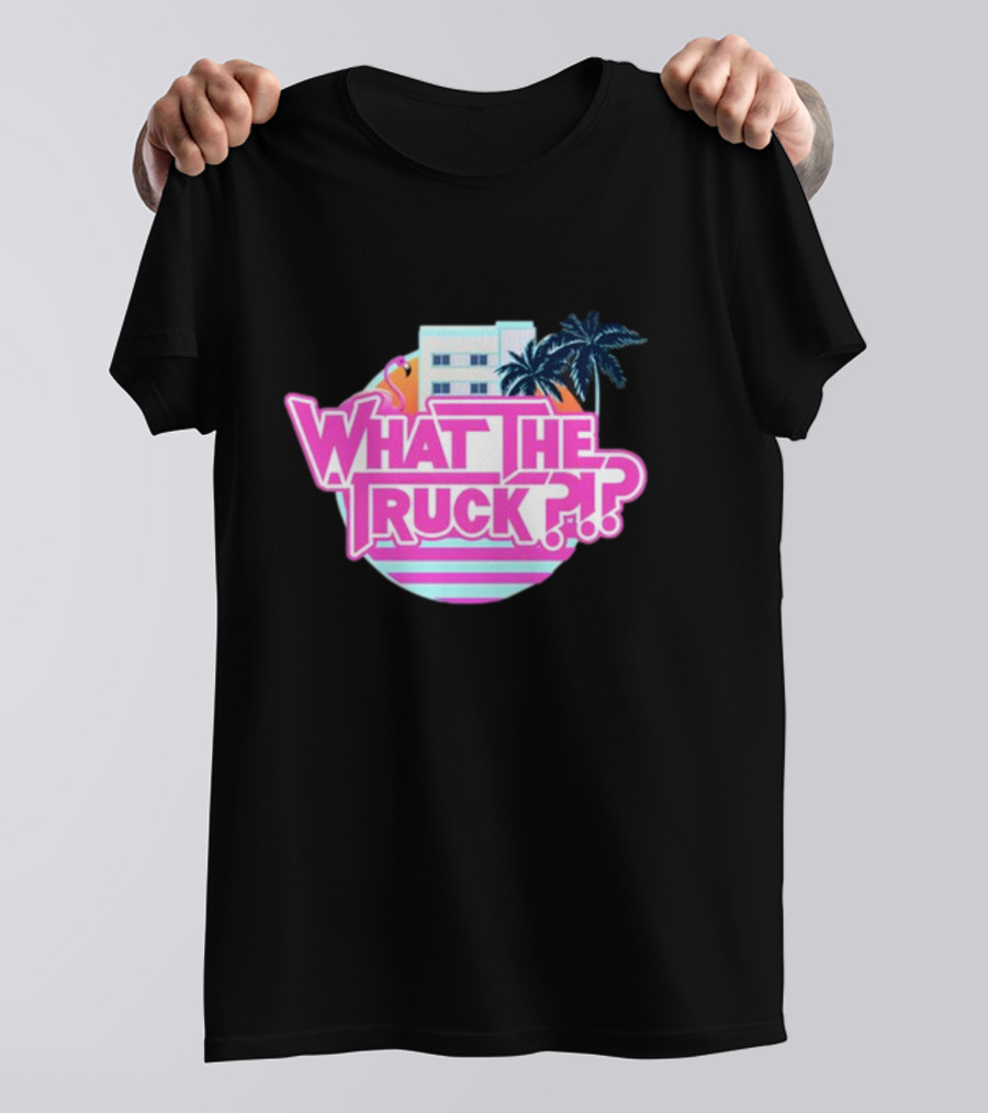 What The Truck Miami Florida Flamingo Palm Trees And Art Deco Building T-Shirt