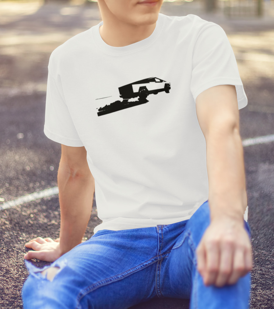 Cybertruck Foundation Monochrome Outline Futuristic Vehicle T-Shirt