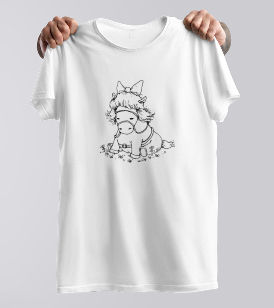 Theartofpants Princess Puddles Delightful Pony With Bow In Meadow T-Shirt