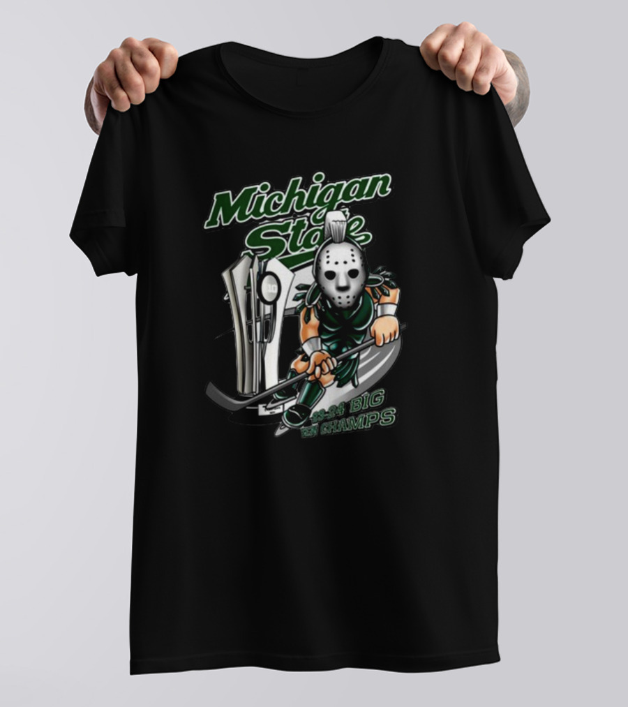 Michigan State 23-24 Big Ten Champs Hockey Mask Trophy T-Shirt
