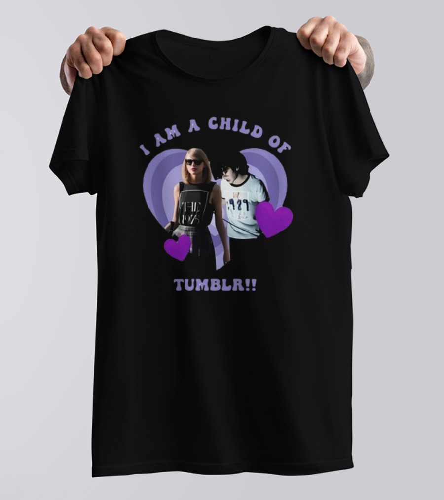 I AM A CHILD OF TUMBLR Taylor Swift Heart Duo With Purple Hearts T-Shirt