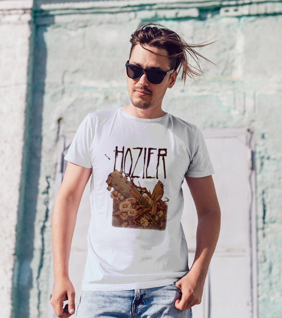 Hozier Jacksonville May 7 Show Guitar And Floral Bird T-Shirt