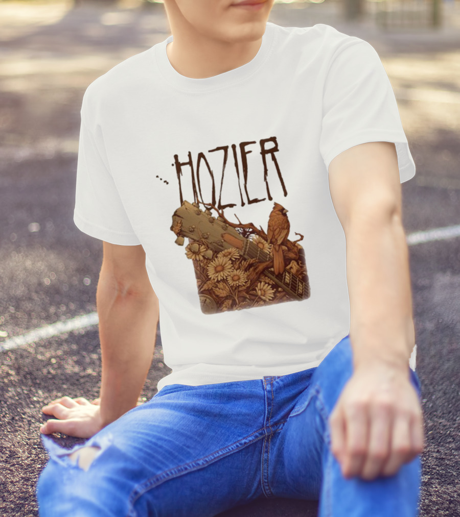 Hozier Jacksonville May 7 Show Guitar And Floral Bird T-Shirt