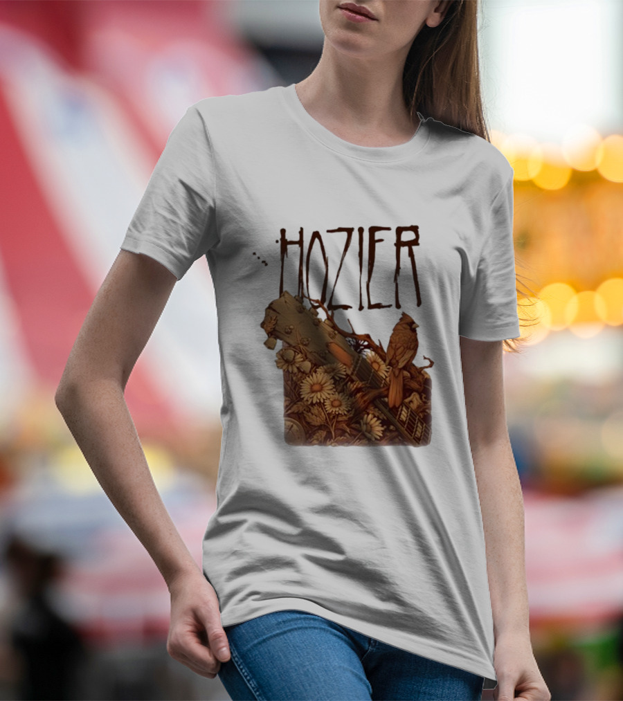 Hozier Jacksonville May 7 Show Guitar And Floral Bird T-Shirt