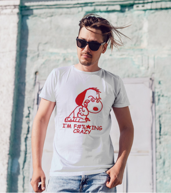 I'm F#%*ing Crazy Red Cartoon Character With Angry Expression T-Shirt
