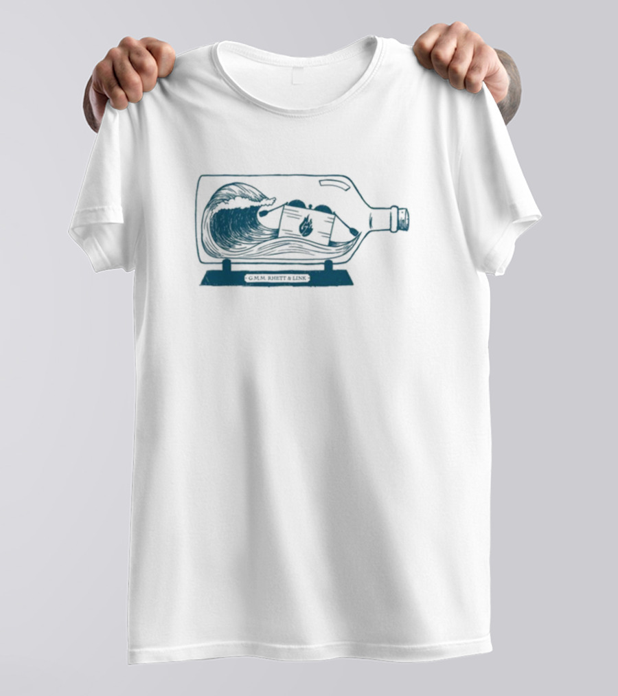 Gmm Set In A Bottle Wave And Deck Of Cards Inside Glass Vessel T-Shirt