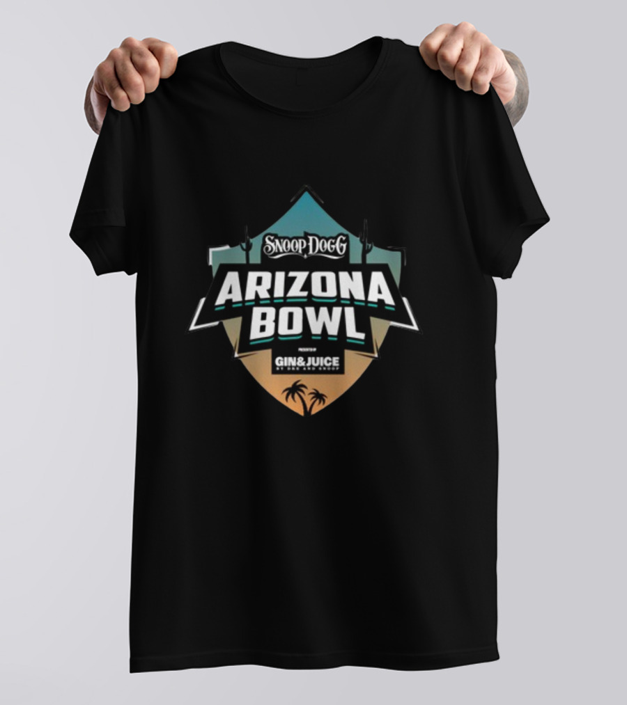 Snoop Dogg Arizona Bowl Presented By Gin And Juice With Palm Trees Iconic Shield T-Shirt