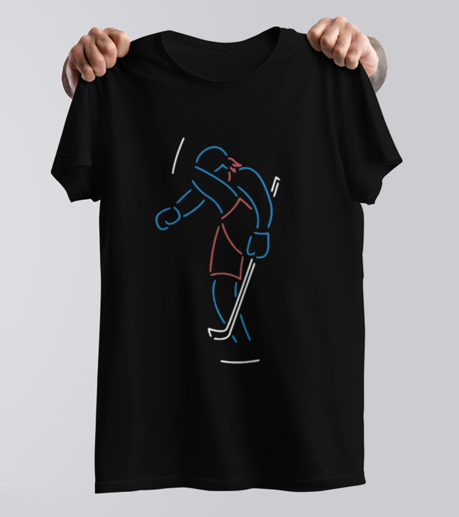Athlete Logos The Neon Hockey Man T-Shirt