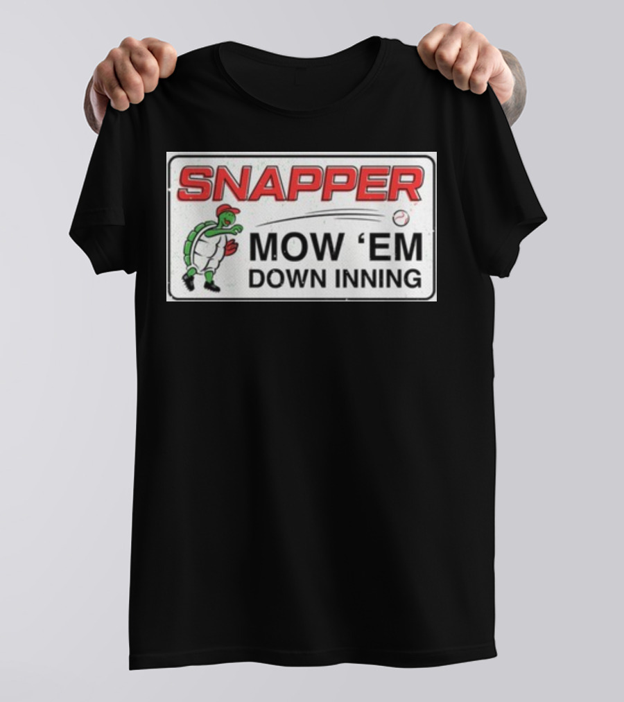 Snapper Mow 'Em Down Inning Baseball Turtle T-Shirt