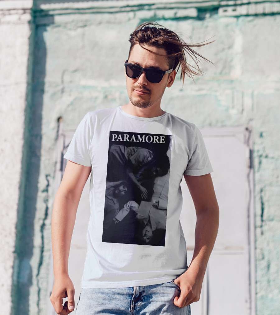 Paramore Black And White Band Photo Trio Lying Down T-Shirt