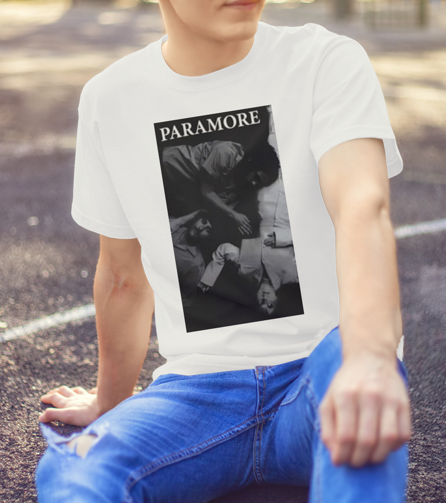 Paramore Black And White Band Photo Trio Lying Down T-Shirt