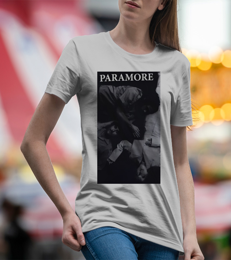 Paramore Black And White Band Photo Trio Lying Down T-Shirt