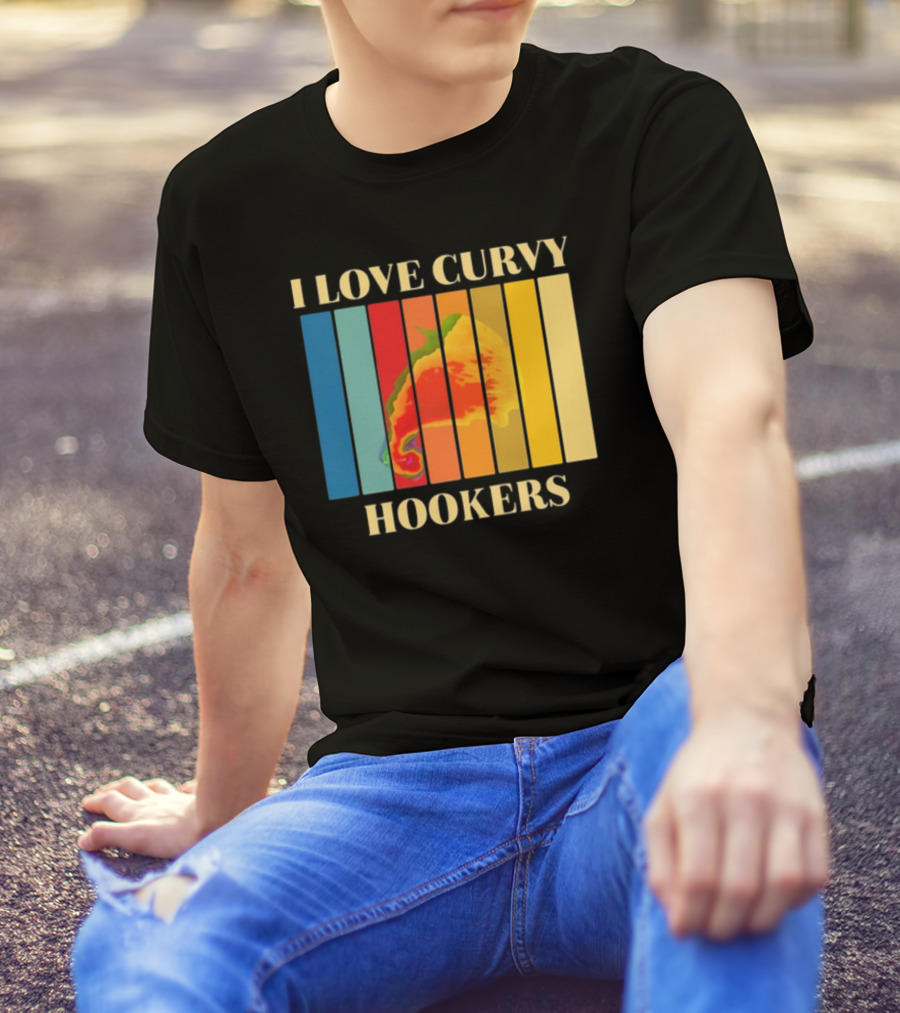 I Love Curvy Hookers Multicolored Abstract Stripes T-Shirt