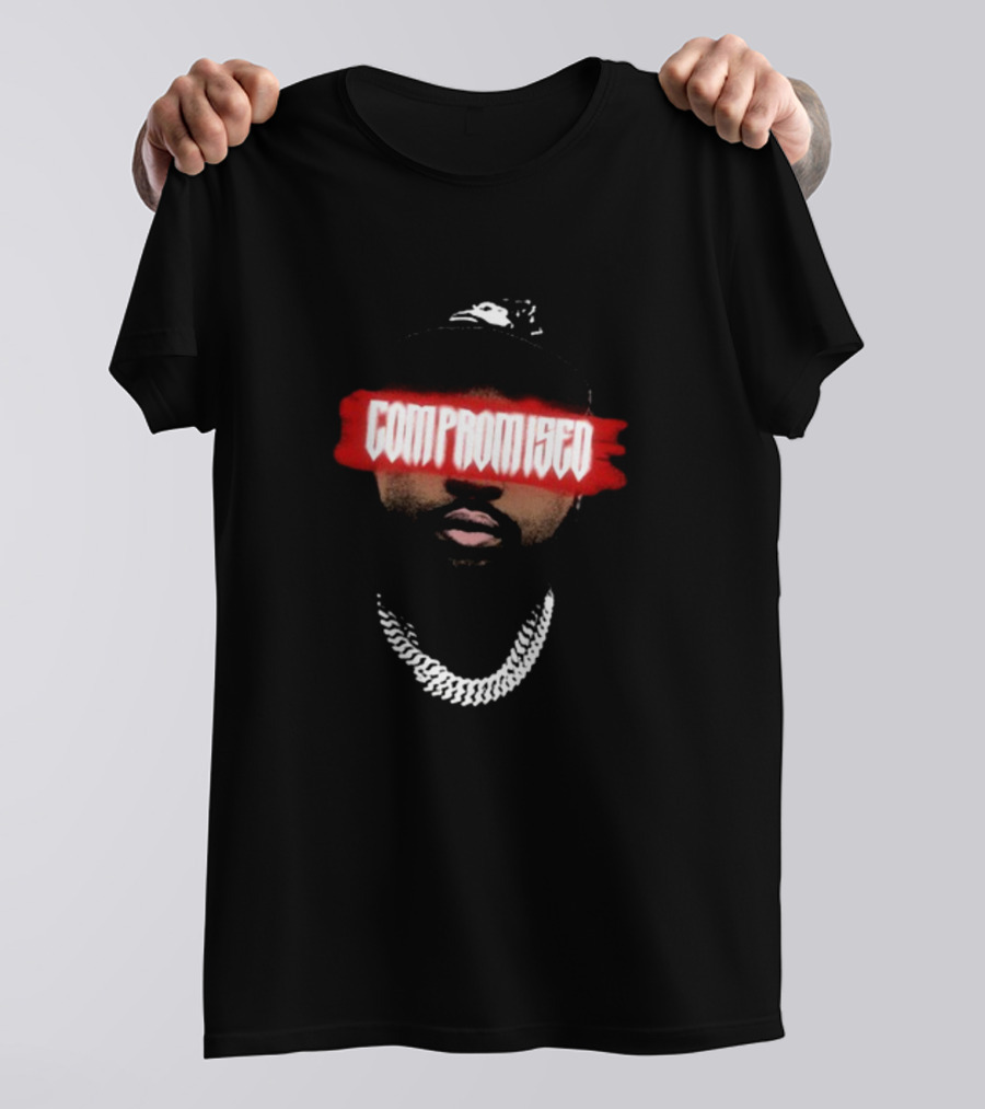 DjAkademiks Compromised Red Text Black Hat Chain T-Shirt